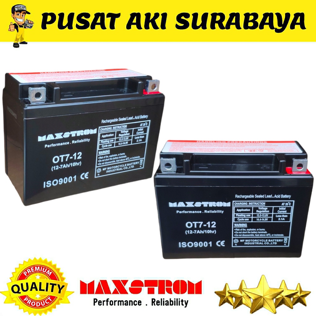 MAXSTROM OT 12 VOLT 7 AMPER ACCU MOBIL MOBILAN AKI ANAK BATERAI UPS INVERTER DC TO AC EMERGENCY LAMP GENSET PORTABLE GENSET STATER GENSET ELEKTRIK