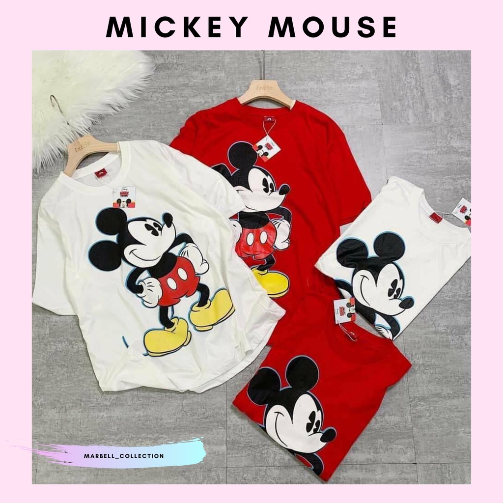 MICKEY MOUSE DISNEY SENDIRI PUTIH MERAH OVERSIZE | KAOS WANITA TSHIRT TUMBLR TEE DISNEY BERSHKA
