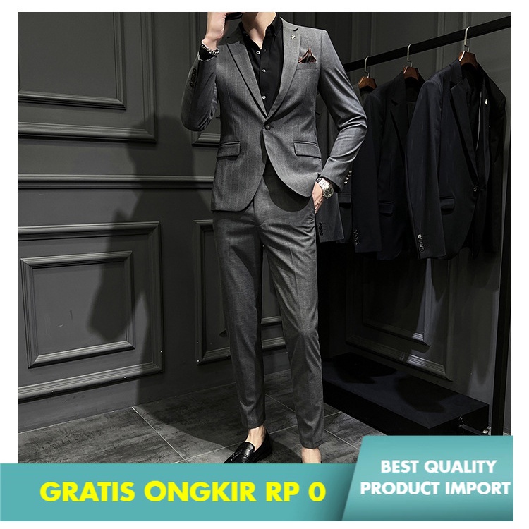 Jas Pria  Set Korea Slim Fit  Dua Potong Indah Tren Pria Bisnis Suit Terbaik jas Pria Setelan Impor