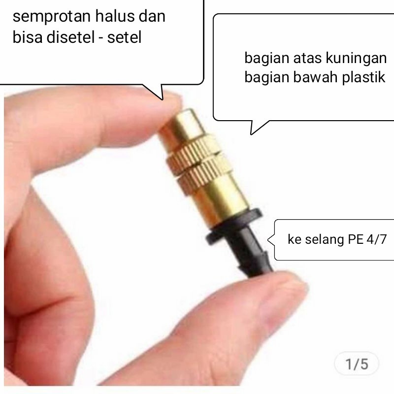 nozzle kuningan ke selang PE 4/7 - nosel nozel nozzel spayer sprayer spuyer spruyer hose irigation i
