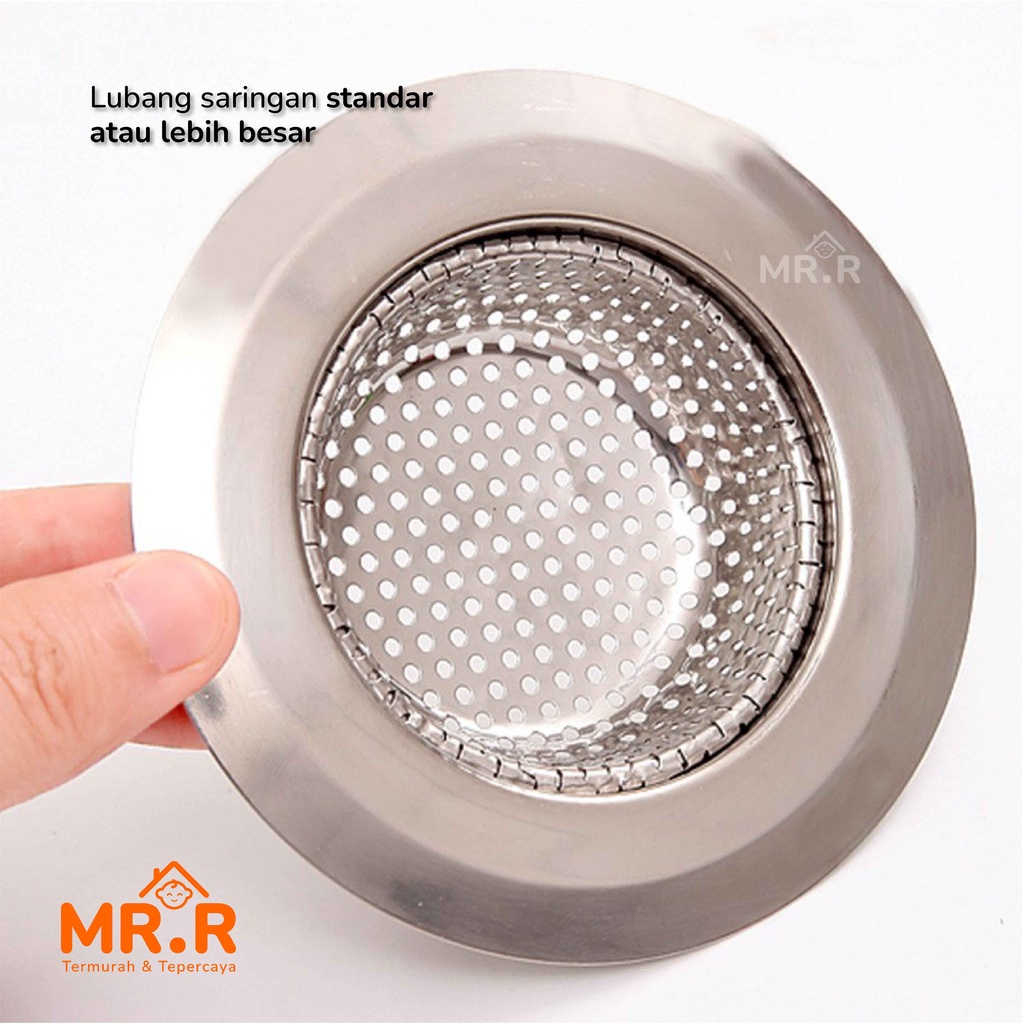 Saringan Wastafel Cuci Piring Stainless Steel Sink Strainer Filter Air Saringan Afur Bak Cuci Gelas