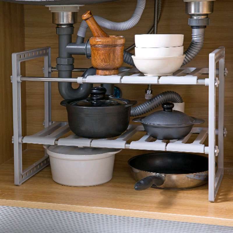 Rak Sepatu Panci Dapur Multifungsi Serbaguna Lemari 2 Susun Kitchen Tempat Bumbu Panjangin Flexible organizer