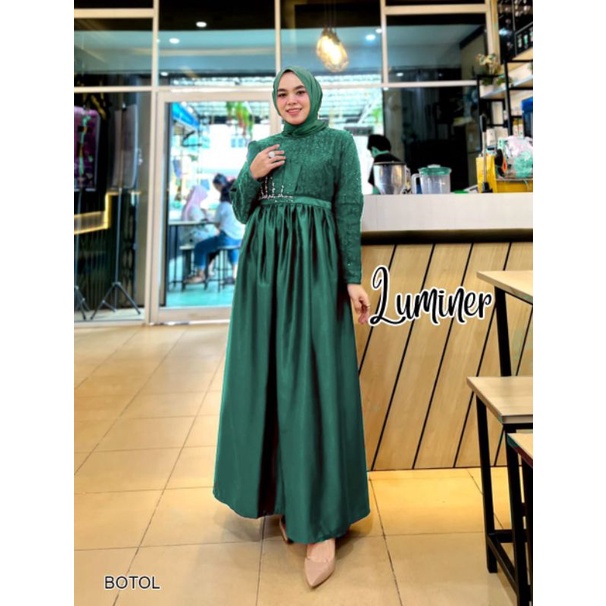 LUMINER Gaun pesta muslimah