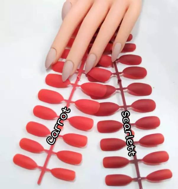 Kuku Palsu Fake Nails Stiletto Matte 24pcs Bagian 1