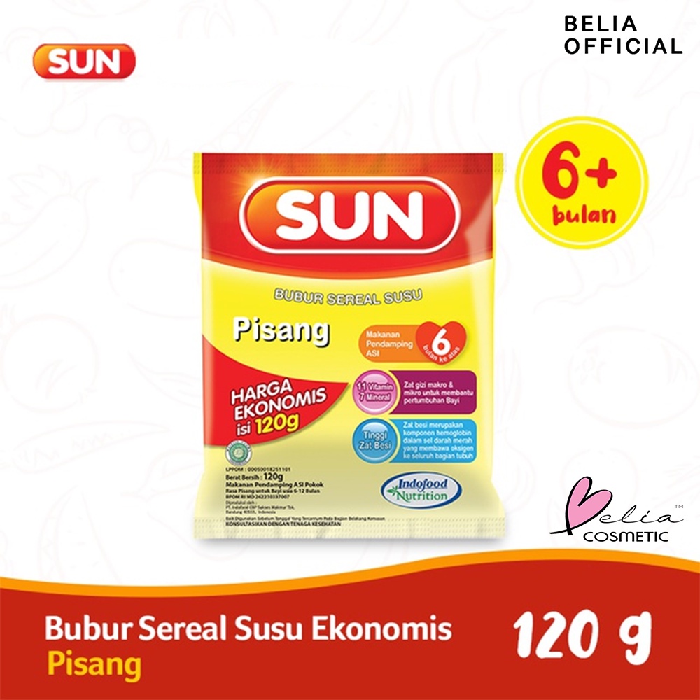 ❤ BELIA ❤ SUN Bubur Sereal Susu Marie Biscuit | SACHET 20g 80g 120g | Bayi 6+ bulan keatas | Instant | Snack | Makanan Aman Baby | Sehat | MPASI | BPOM