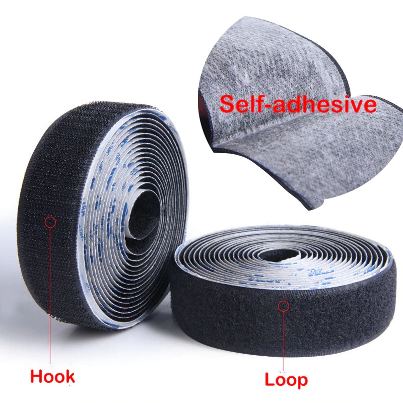 Velcro Sticker Adhesive Magic Tape Nilon Lakban Kuat Perepet Kretekan Hook and Loop Magic Sticker Sepatu Tas Aksesoris Rumah Serbaguna Lebar 20/30/50 mm / 2/3/5 cm Hitam Perlengkapan Menjahit