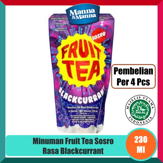 

Minuman Teh Rasa Blackcurrant Fruit Tea Sosro - 4 Pcs x 230 Ml