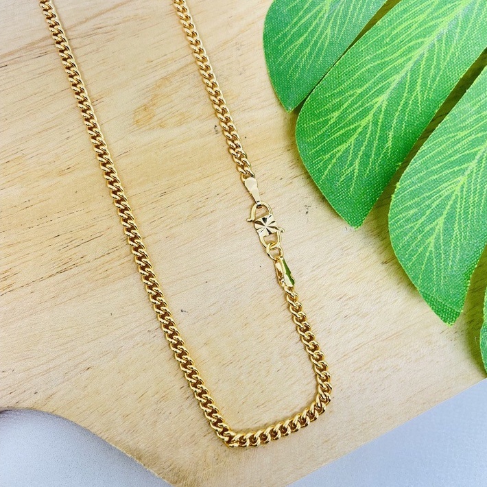 Kalung Rantai Gepeng Papan Dewasa lapis Emas