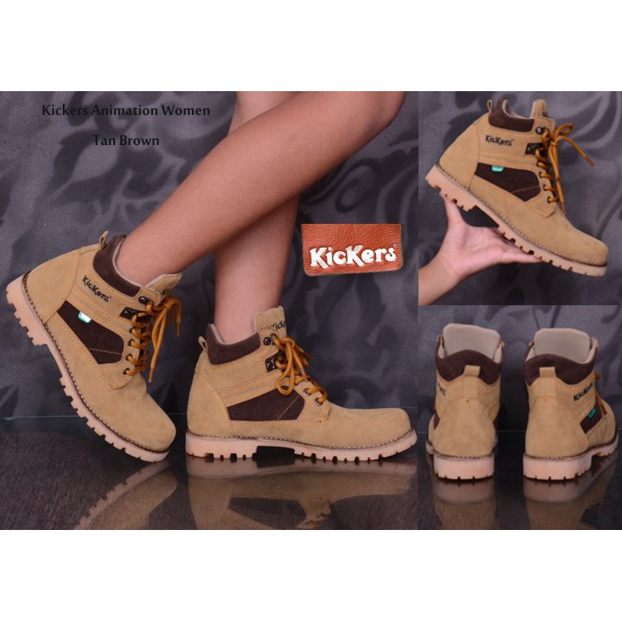 Sepatu Wanita Safety Boots Kickers Animation Anime Women Suede Tan Boots Women