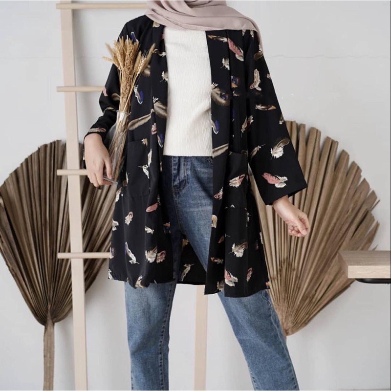 Kardigan Bulu By ootd / OUTHER MOTIF BULU / CARDIGAN FEATHER REALY BEAUTY