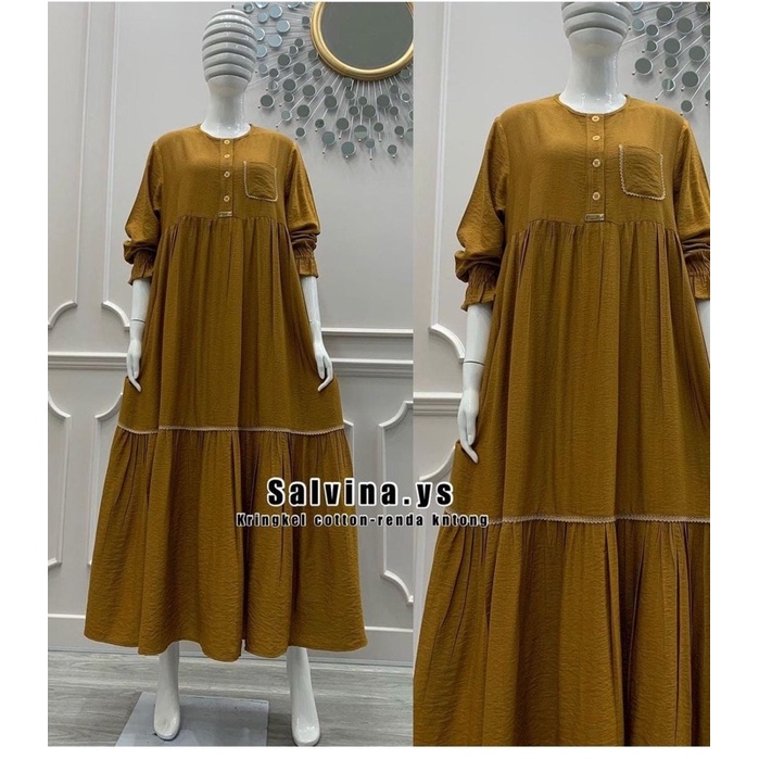 GAMIS SALVINA YS ORIGINAL 10000% RAYON CRINGKLE CRINGKEL KRINGKEL RENDA KANTONG PREMIUM