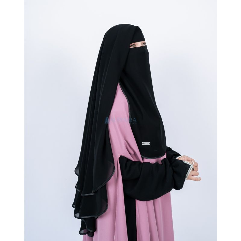 Niqab Yaman 2 Layer Bisban Size M Sifon Jetblack Alsyahra Exclusive