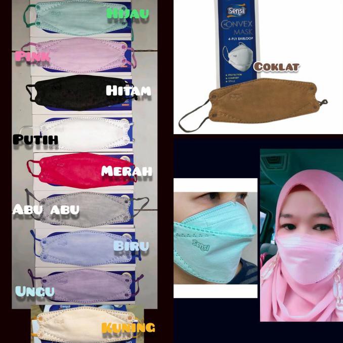 MASKER SENSI CONVEX MASK 4D 4PLY EARLOOP EVO KF94 ECERAN - Ungu