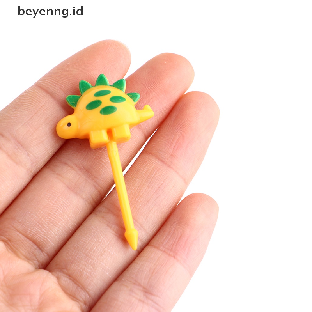 Beyen 6pcs / set Garpu Buah / Snack Mini Desain Kartun Dinosaurus Untuk Anak