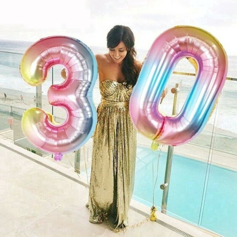Balon Foil 0-9 Warna Gradasi Untuk Dekorasi Pesta Natal / Baby Shower