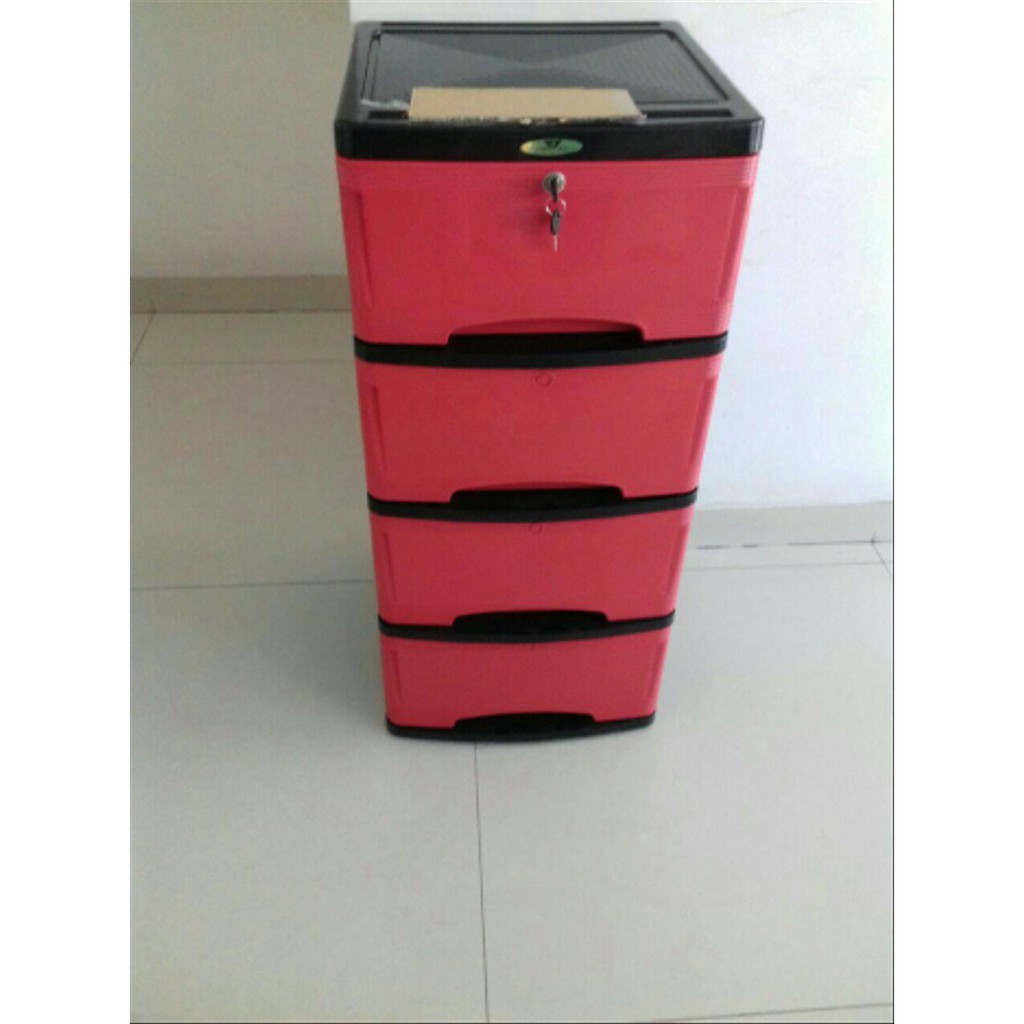 container kabinet / lemari plastik / container plastik tulip polos 4 susun Diskon