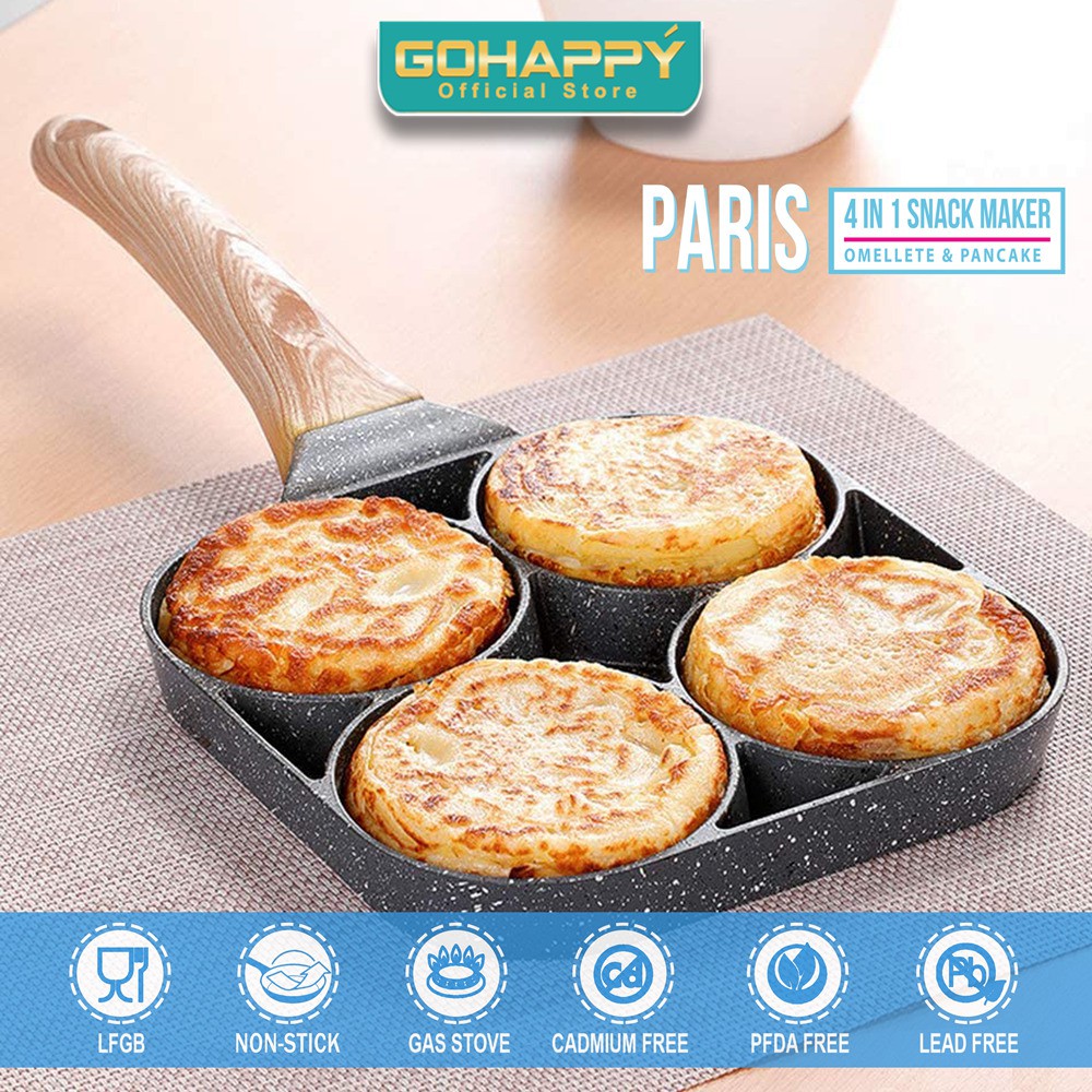 PANCI OMELETE 4 IN 1 Gohappy GHC54 Non-stick Paris Omellete various 4 lubang fry fried pan