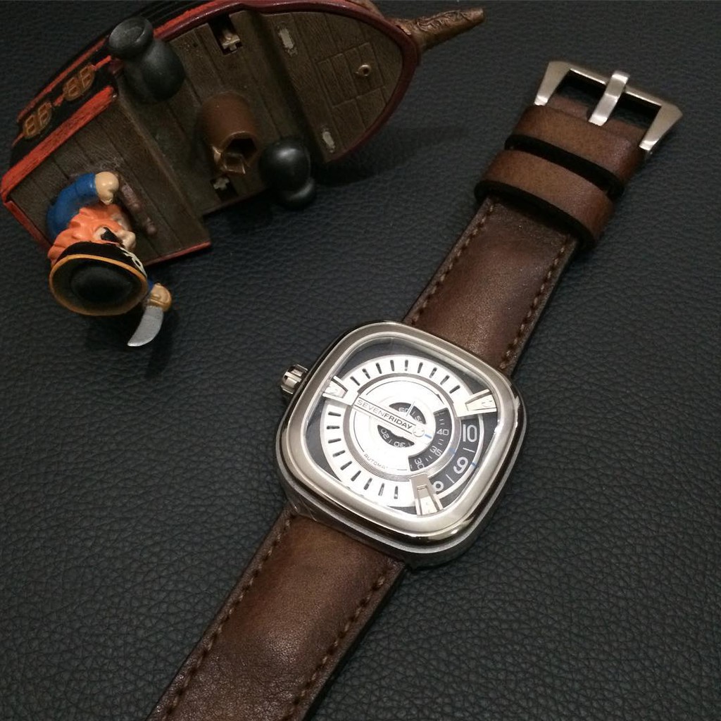 Model Sporty untuk Sevenfriday M1/01 M2/02 M2B/01 M3/01 M2/01 Gunny Straps Chunky Bar Warna Coklat