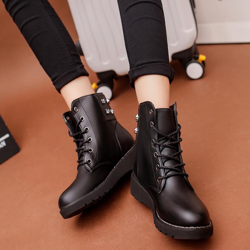  Sepatu Boots Martin  Ankle Flat Platform Round Toe Simpul 