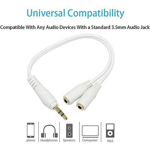 Audio Splitter 1 Input 2 Output Share Music For 2 Headset Jack 3.5mm