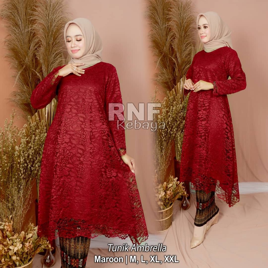 SET KEBAYA JUMBO 4L / TUNIK alziza BRUKAT / Kebaya Tunik Brukat Tulang Bordir Mewah Rok Batik Baju /