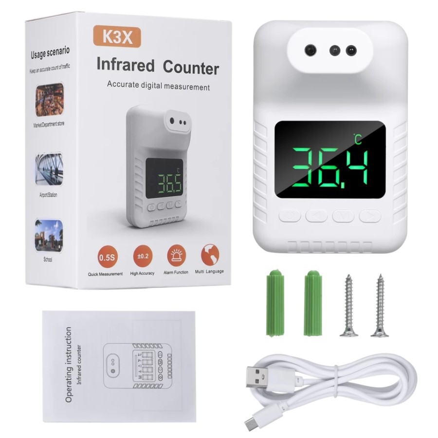 NA -Termometer Dinding Infrared Counter Pengukur Suhu Badan Tempel K3X