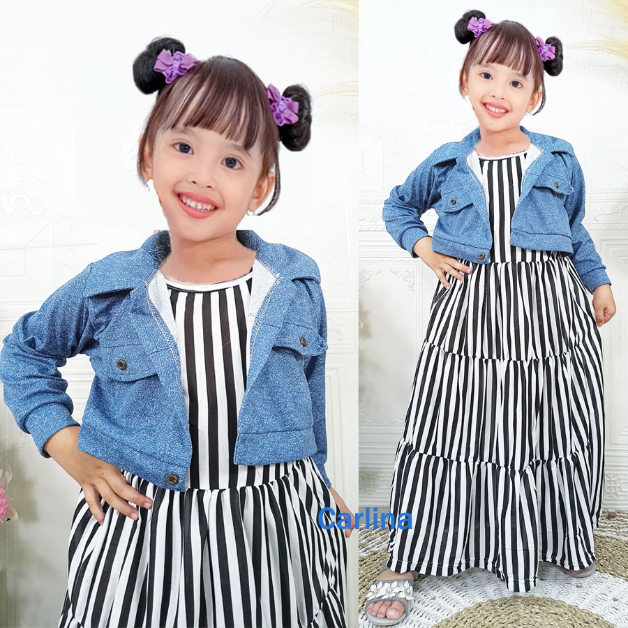 DRESS VANILA KIDS ROMPI DENIM INNER SALUR ANAK 2-12tahun CARLINA