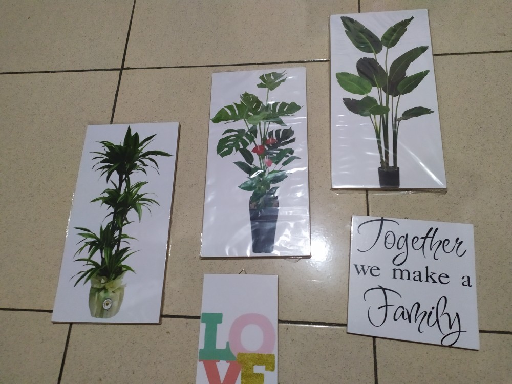 Media Hiasan Dinding Poster Kayu Leaf Dekorasi Rumah 15x30 Lf 22