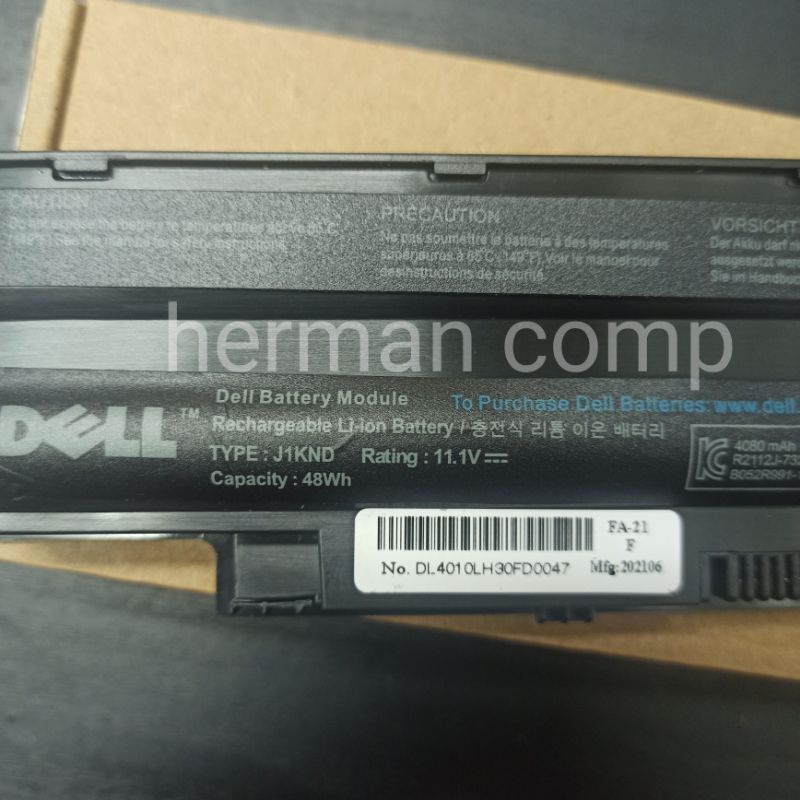 Original Baterai Dell Inspiron 13R 14R N4010 N4050 N3010 N4110 J1KND