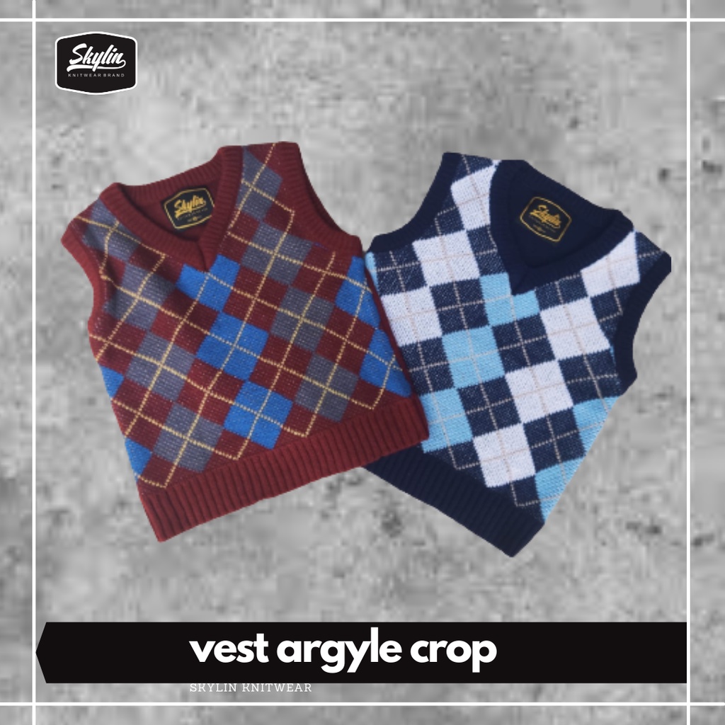 Vest Argyle Crop style Rompi sekolah anak remaja All size