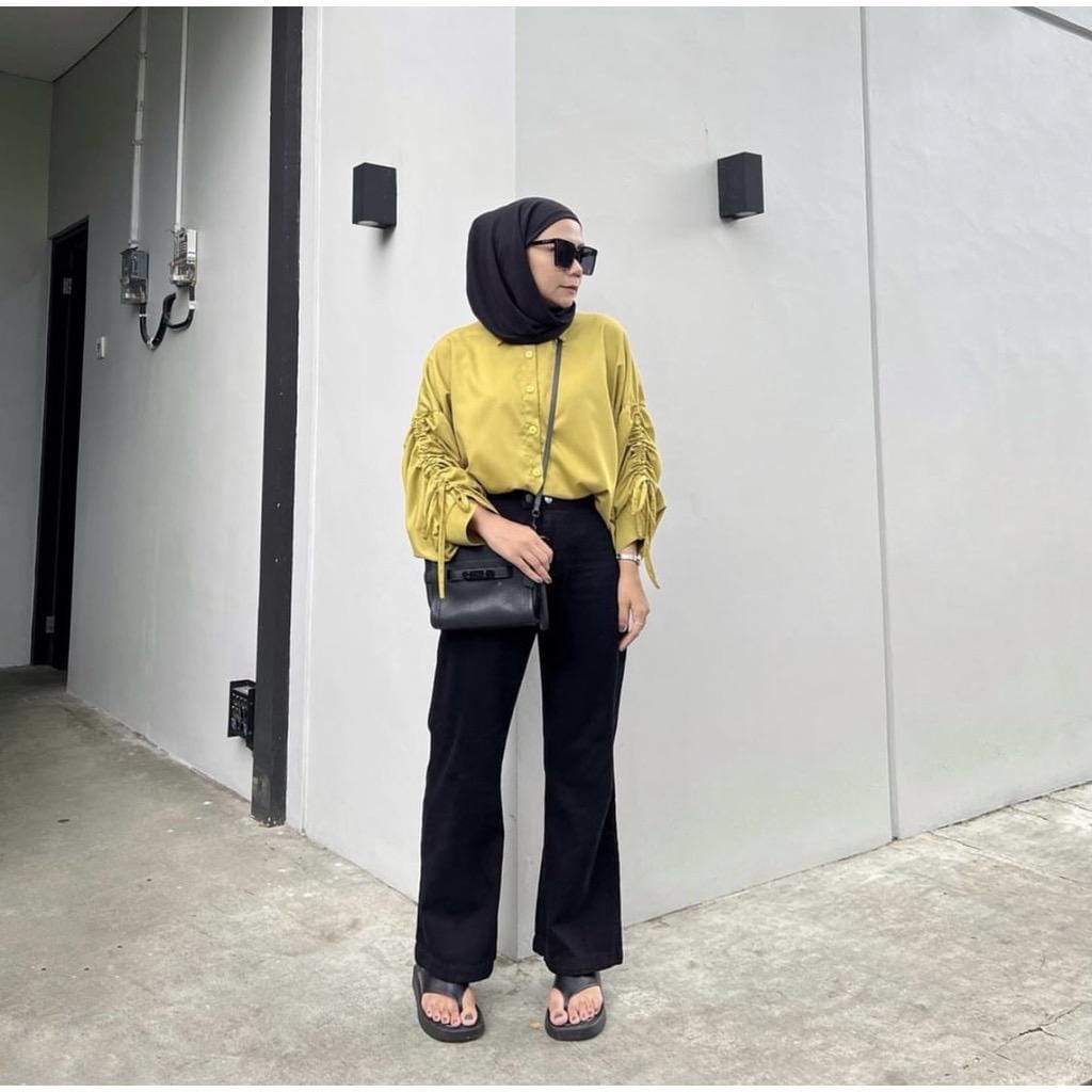 AFI - MC - Monic Top Blouse Serut / Lora / Semi Crop / Rona Kemeja / Lana / Locana / Atasan Wanita Selebgram