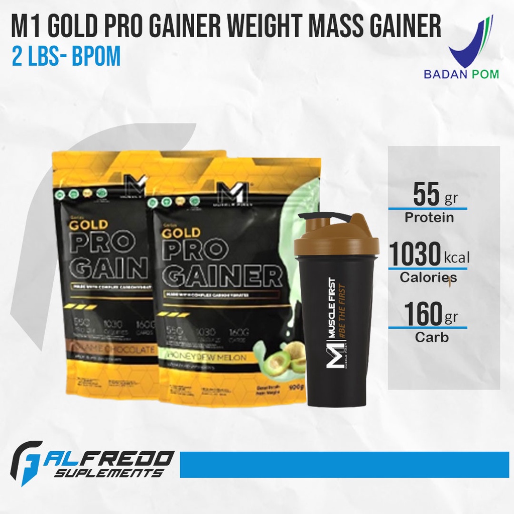 M1 Muscle First Gold pro Gainer 2lbs Weight Mass Gainer BPOM M1 Gainer