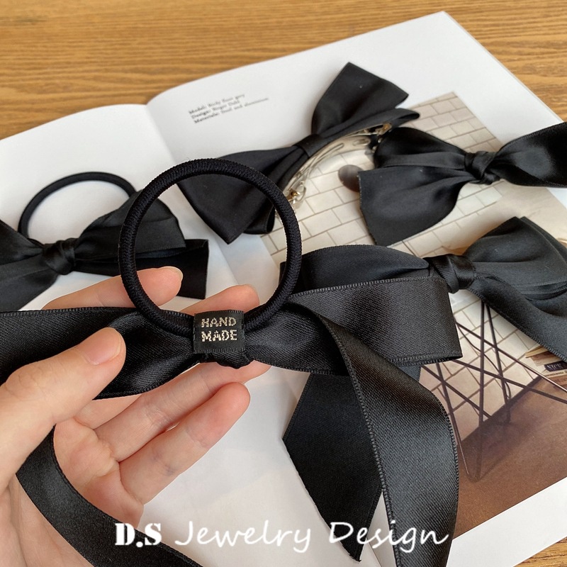 JEPIT RAMBUT PITA HITAM KLIP BLACK BOW HAIR CLIP SNAP KARET IKAT ELEGAN SATIN SILK KAIN MUTIARA PEARL RIBBON HAIRCLIP BESAR SOFT COLOR WARNA PASTEL HAIR SNAP AKSESORIS ACCESSORIES PIN KOREA PRINCESS STYLE