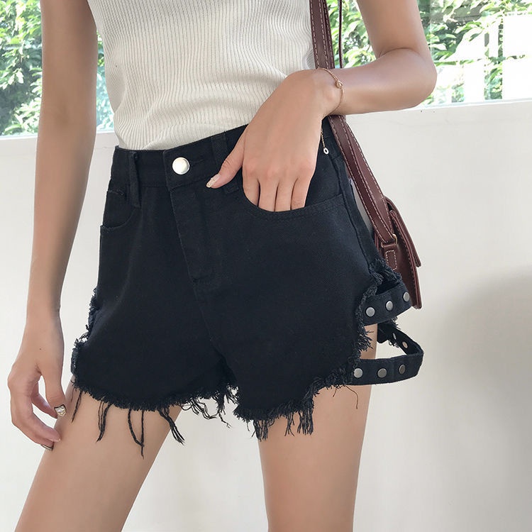 Celana korean style wanita hot pants jeans fashion wanita kekinian sexy streetwear high waist shorts ootd