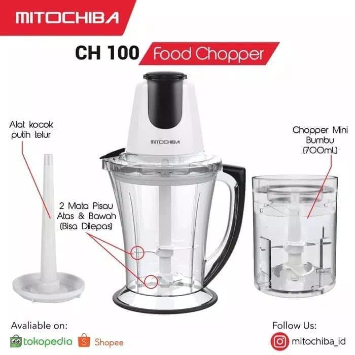 MITOCHIBA Chopper CH100 multifungsi Processor Blender Ice Crusher Mito