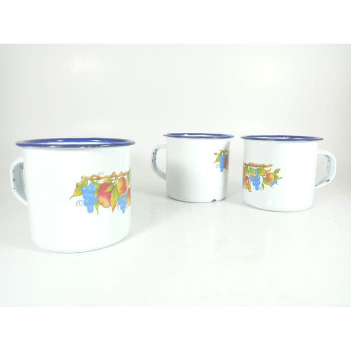 Gelas Mug Cangkir Kecil Enamel Seng Kaleng Blirik Blurik Jadul Bunga
