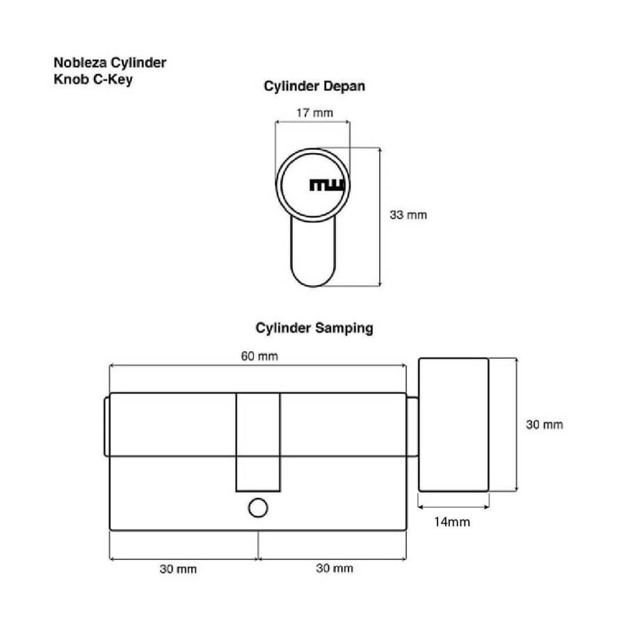 NOBLEZA Cylinder Knob Putar Computer Key Silinder Kunci Komputer Pintu-3