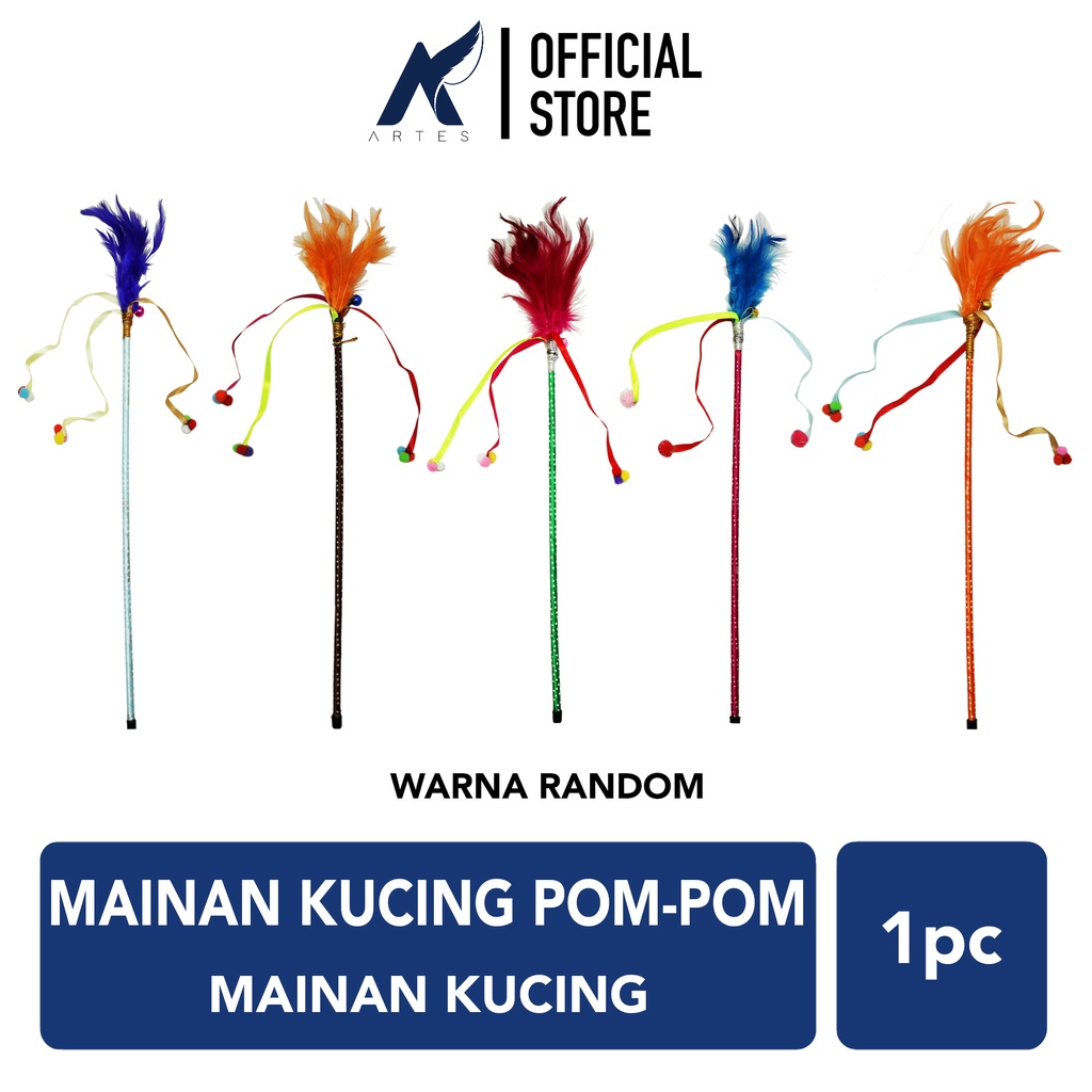 ARTES STICK BULU MANIK POM-POM Mainan Kucing-Anjing-Kelinci-Hewan Peliharaan-dll Tongkat Kerincing W
