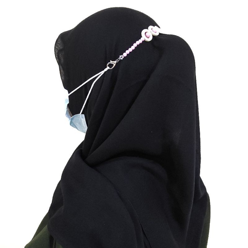 Konektor Masker Hijab Mask Connector Strap Extender Moza Pastel Circle Beads Pengait Jilbab