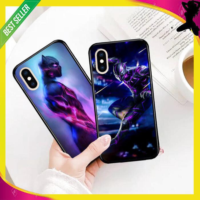 PREMIUM CASE GLASS MOTIF BLACK PANTHER FOR OPPO F9 PRO