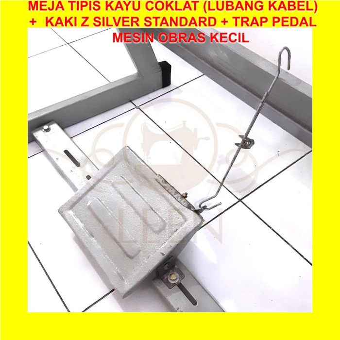 Meja Tipis &amp; Kaki Z Silver Trap Pedal SET Mesin Jahit Obras Kecil LEEN