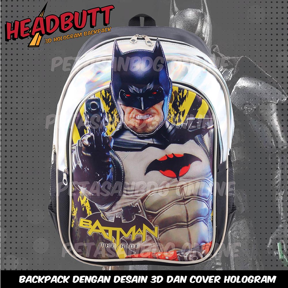 PTS - Ransel Sekolah Anak Cowo / Laki Laki Karakter - SUPERMAN - HEADBUT HOLOGRAM - COOL BACKPACK + FREE BOTOL