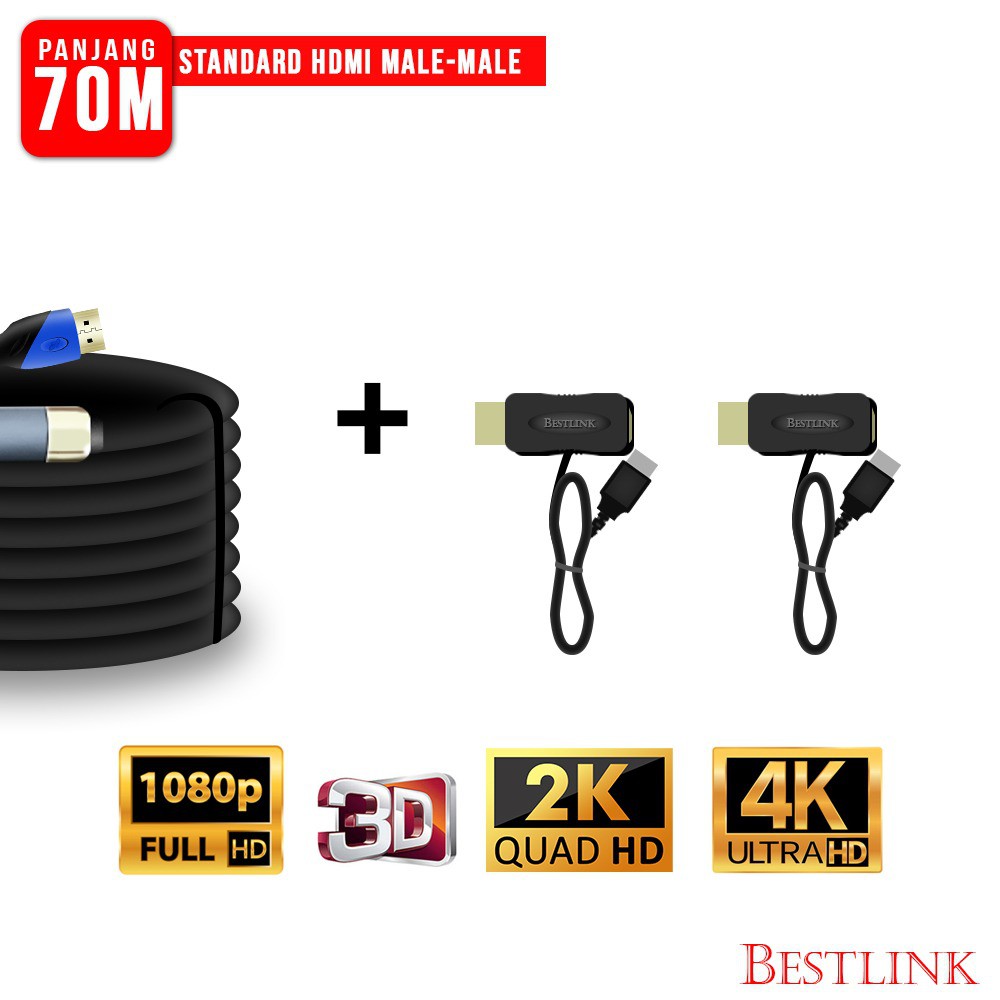 cable hdmi Bestlink 70m 4k gold 2.0 - kabel Hdtv 70 meter indobestlink