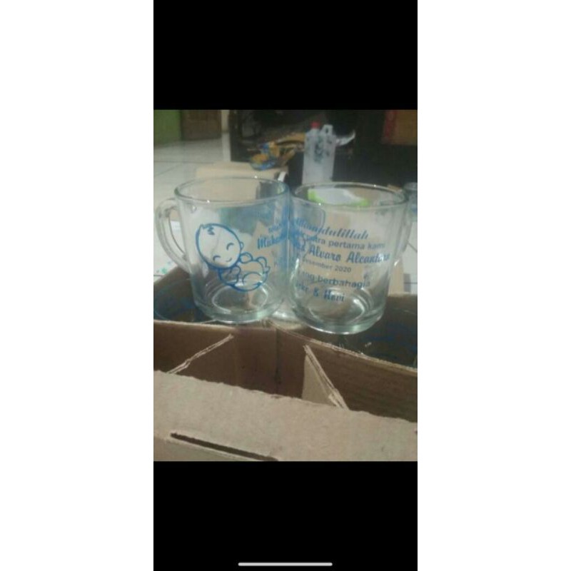 souvenir gelas gagang bening