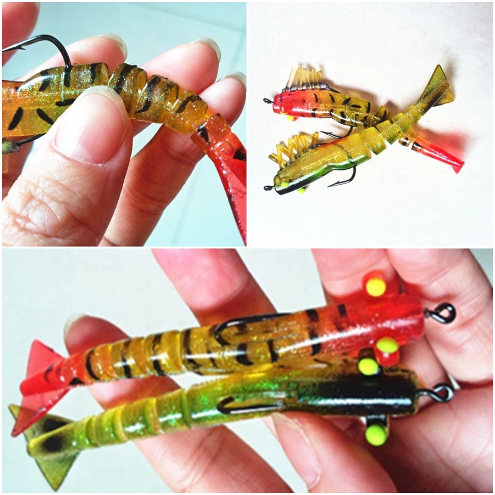 UMPAN CASTING SOFT LURE LIVE SHIRMP UDANG HIDUP 3D WITH WORM HOOK LUMINOUS