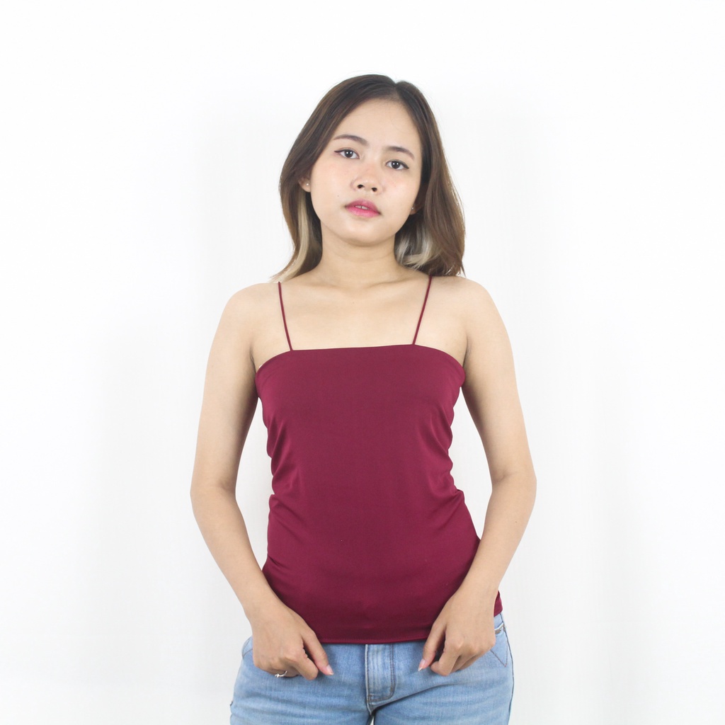 Tanktop Tali Spaghetti Square Spandex