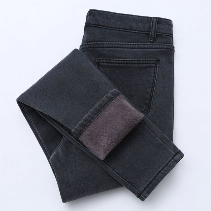  Celana  Panjang Jeans  Wanita  High Waist Tebal Warna Abu  Abu  