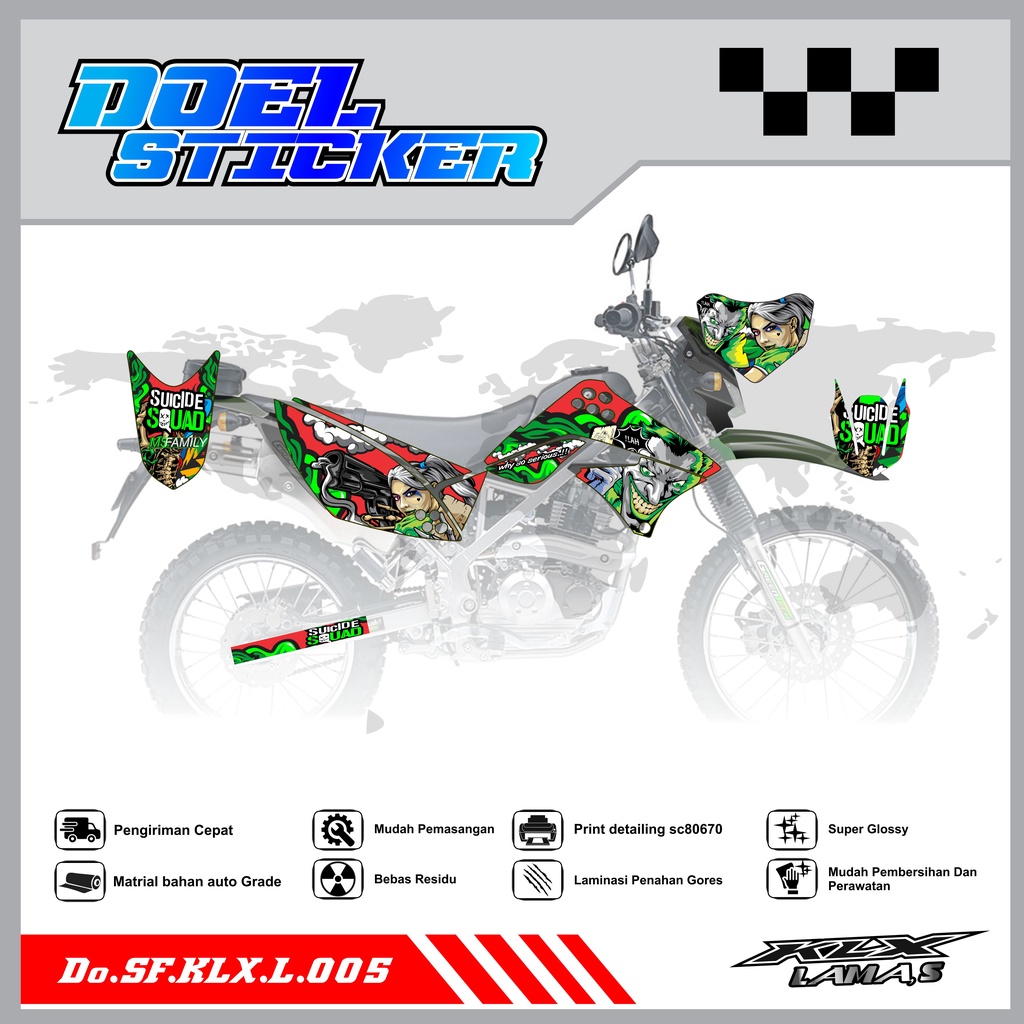 Sticker Striping Honda KLX L , S Lama List Variasi Hologram , Crome Doel 005