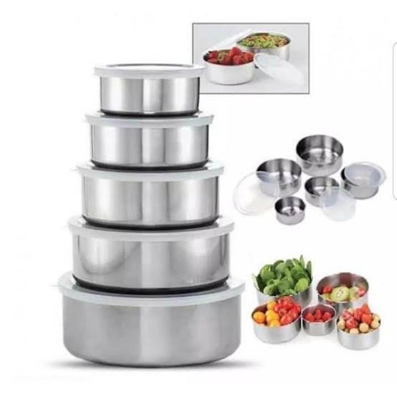 Rantang stainless 5 susun + tutup / Tempat penyimpanan makanan susun 5
