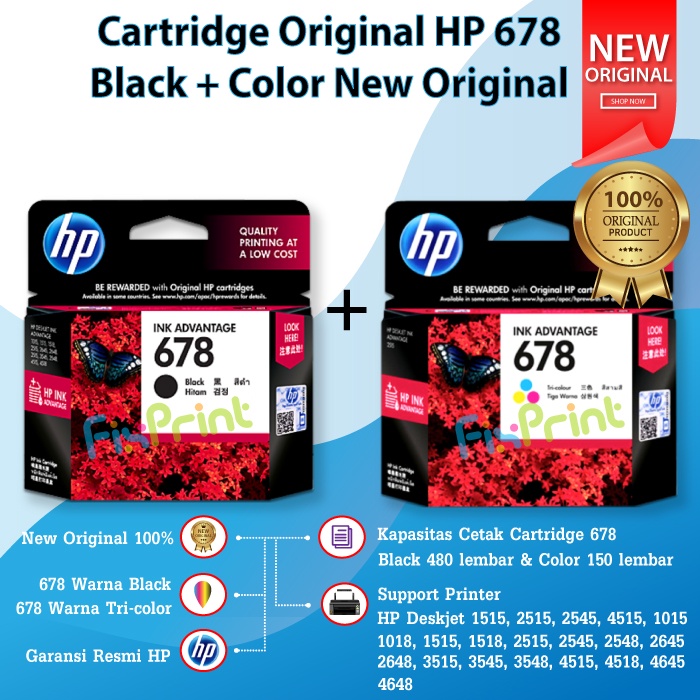 Cartridge Tinta 680 678 704 703 802 803 46 Original Black Color Original Printer 2335 2336 2337 2135  2775 2776 1115 1118 2138 1515 2515 2545 4515 1015 1018 1515 1518 2515 2545 2548 2645 2648 3515 4515 4518 4645 4648 2010  K209a 1000 1010 1011 1050